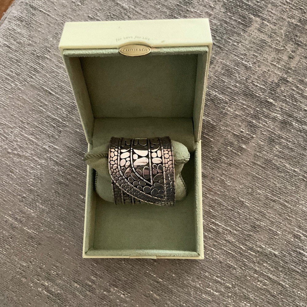 John Hardy Kali Collection Sterling Silver Overlap wide Cuff Bracelet